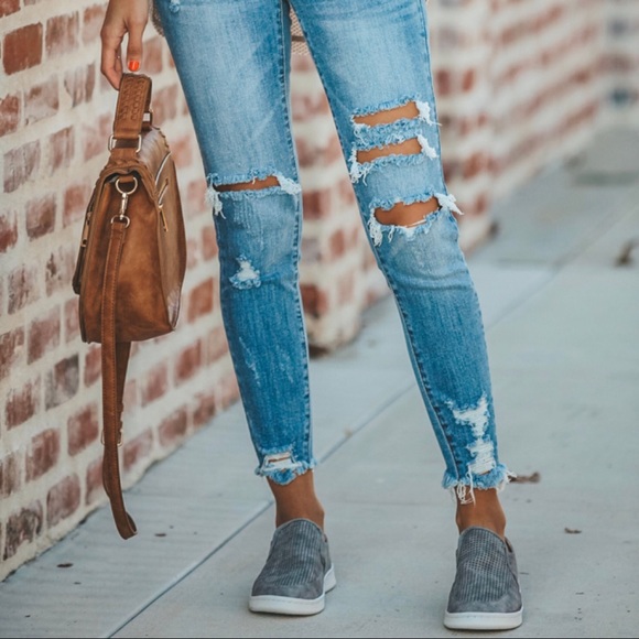 SIZE CLEARANCE-FIRM‼️ Gray Perforated Sneakers - Picture 4 of 8